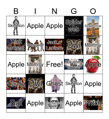 Halloween Vocabulary Bingo Card