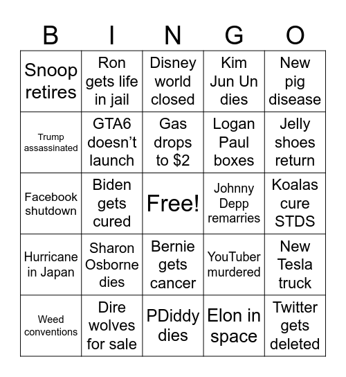 2026 bingo Card