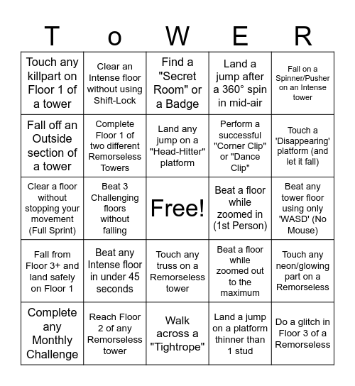 EToH Bingo Card