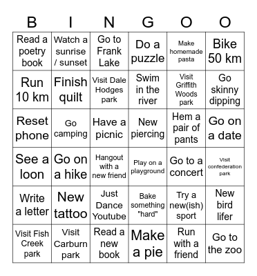2026 Bingo Card