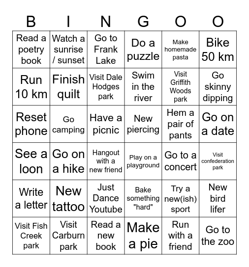 2026 Bingo Card