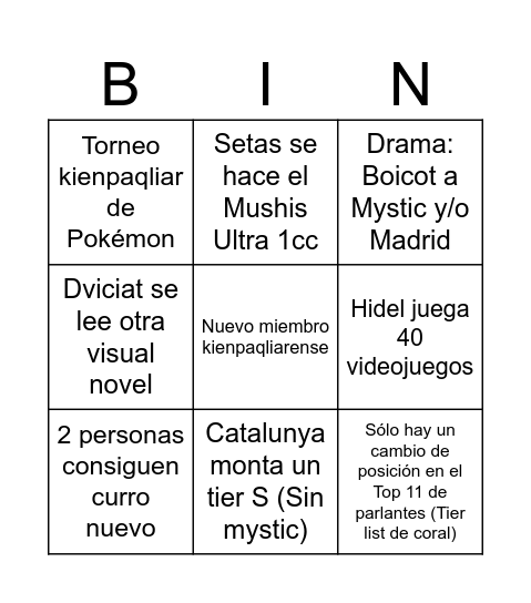 Kien Pa Qliar - Hidelgor Bingo Card