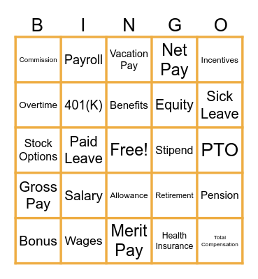 Paychecks! Bingo Card