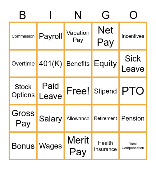 Paychecks! Bingo Card