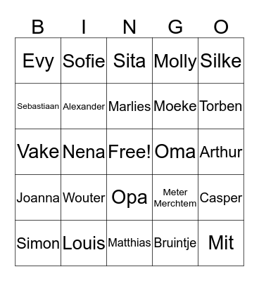 Kerst Bingo Card