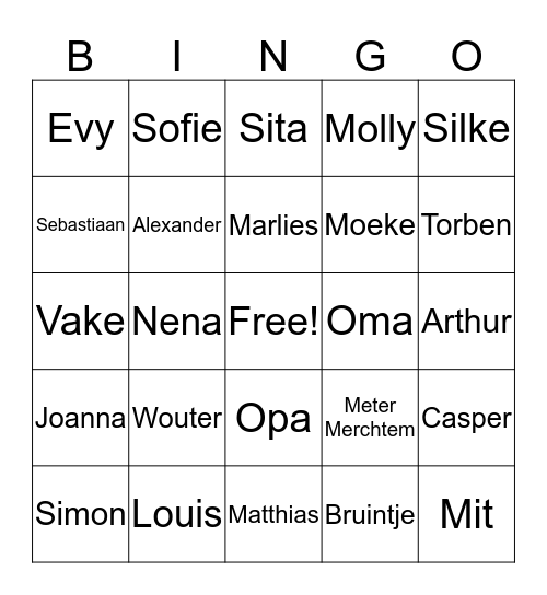 Kerst Bingo Card