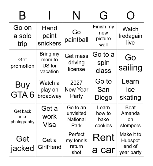 2026 Bingo Card