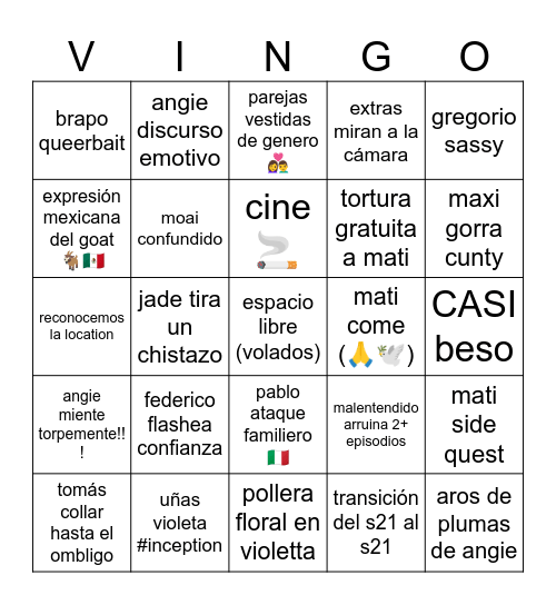 Vingo - EDICIÓN ESPECIAL Bingo Card