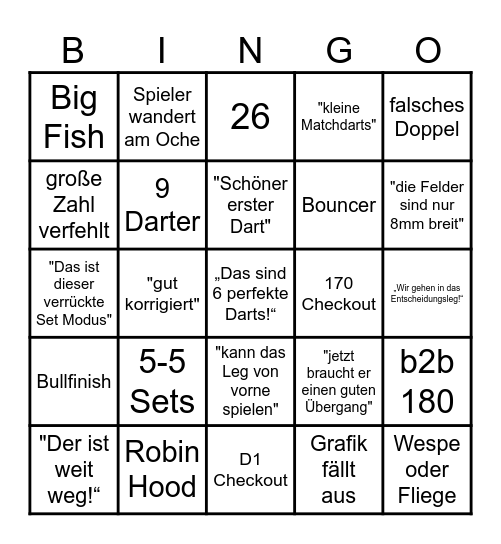 DART WM 2026 Bingo Card