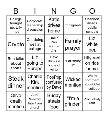Detweiler Bingo: Sequel Bingo Card