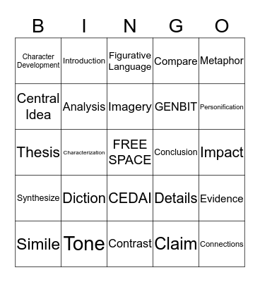 ELA BINGO!!! Bingo Card