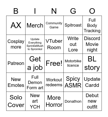 New Year Resolutions Bingo Card