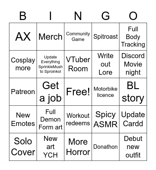 New Year Resolutions Bingo Card