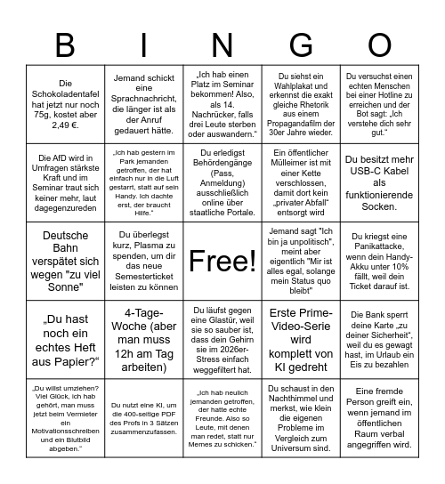 Bingo 2026 Bingo Card