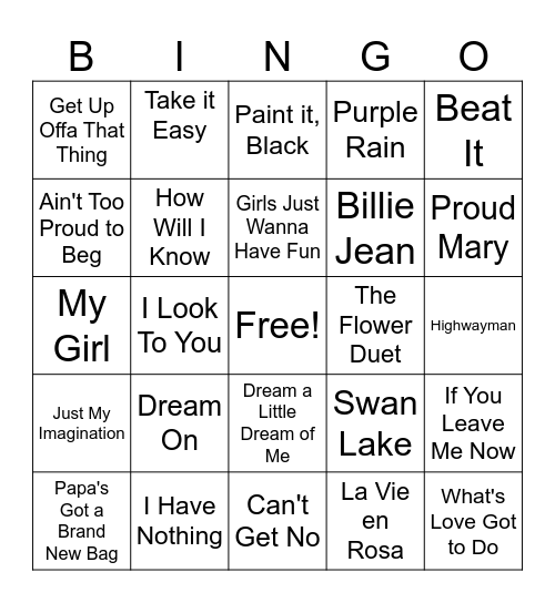 Music Bingo Card