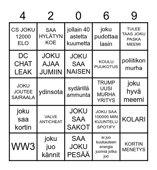 UV BINKO 2026 Bingo Card