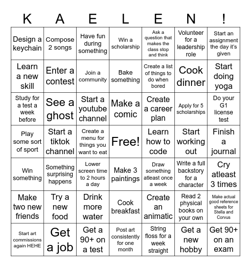 Bingo Card for 2026! Bingo Card