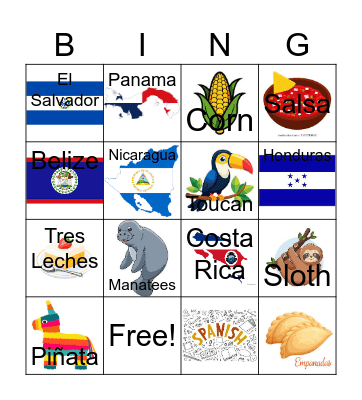 Central America Bingo! Bingo Card