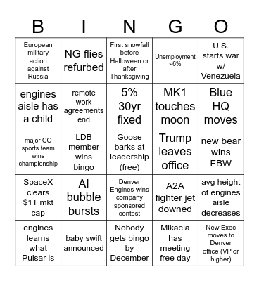 2026 LDB Bingo Card