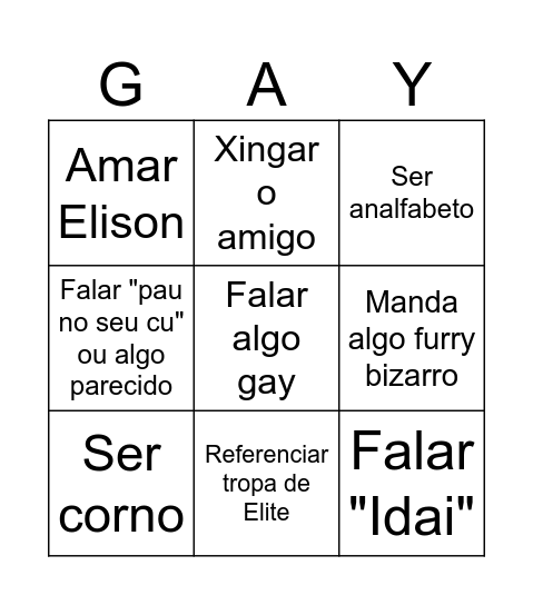Ações de Ismael Bingo Card