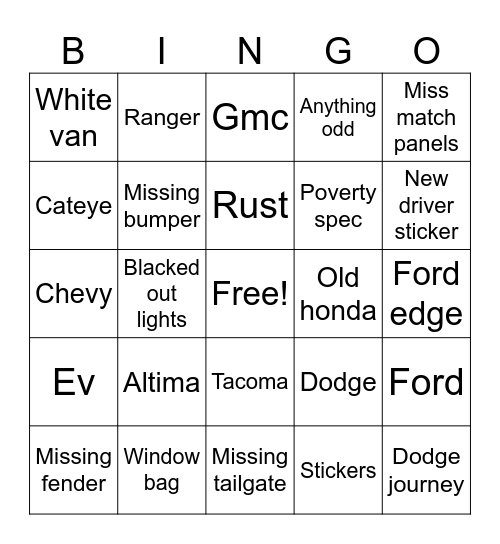 Beater bingo Card