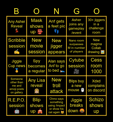 TOJ January Bingo Card