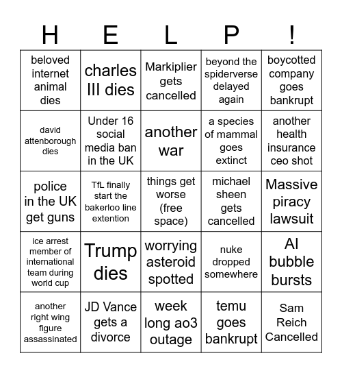 2026 Bingo Card