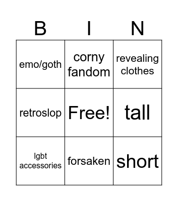 Catalog Avatar Creator Bingo Card