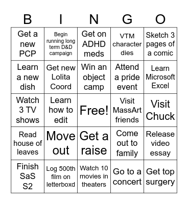 Eli's 2026 Bingo Card