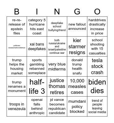 2026 Bingo Card