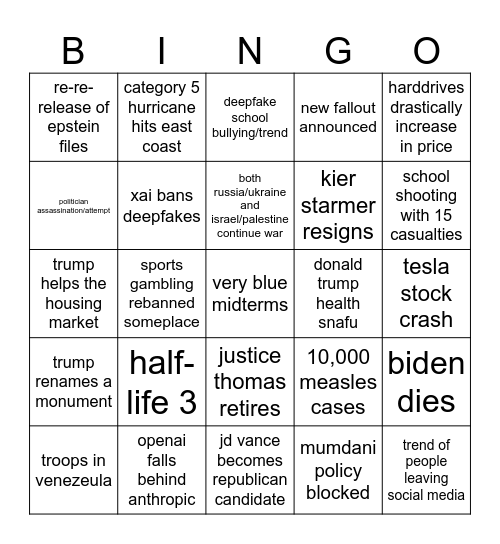 2026 Bingo Card
