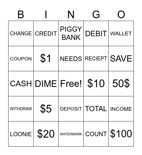 MONEY SMART BINGO Card