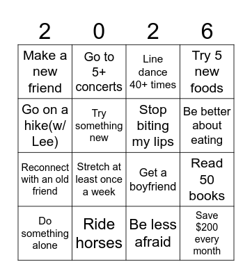 2026 Bingo Card