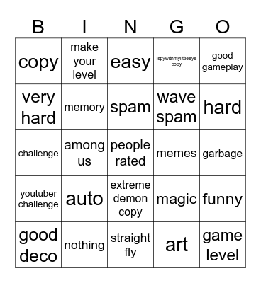 gd recent tab but its bingo Card