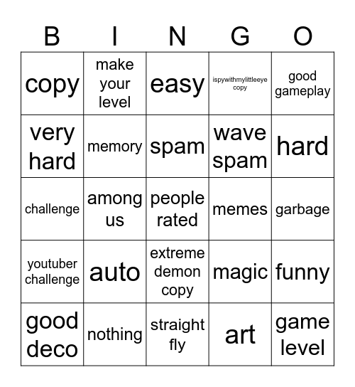 gd recent tab but its bingo Card