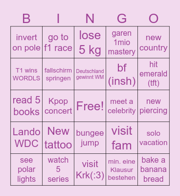 2026 Bingo Card