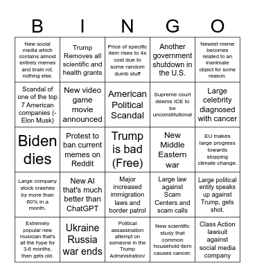 My 2026 Bingo Board Bingo Card