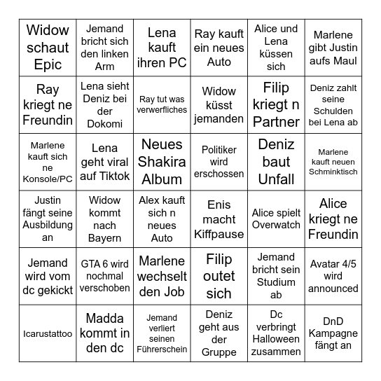 Crastonien Bingo 2026 Bingo Card