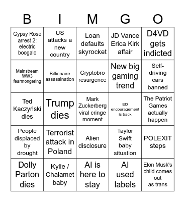2026 Bimgo :DDDD Bingo Card