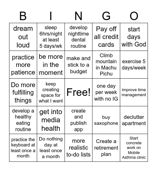2026 Vision Bingo Card