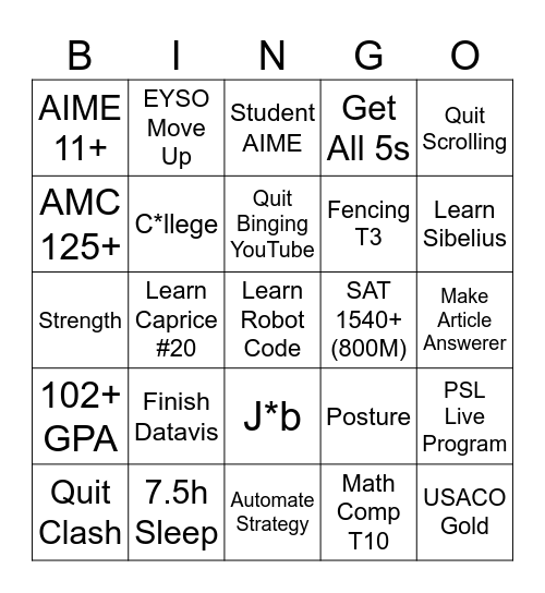 2026 Bingo Card