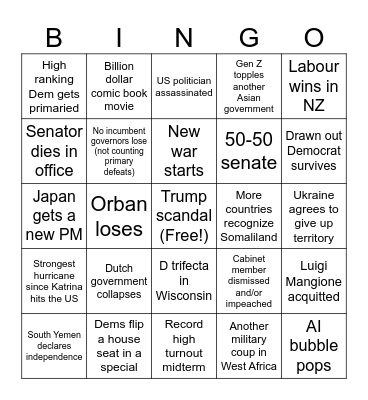 2026 Bingo Card