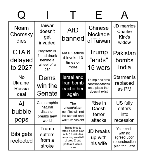 2026 Bingo Card