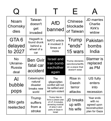 2026 Bingo Card