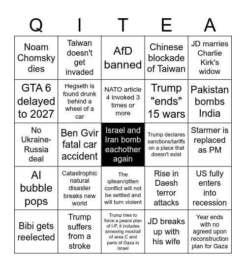 2026 Bingo Card