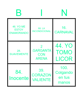 Chiqui  Bingo 80 Bingo Card