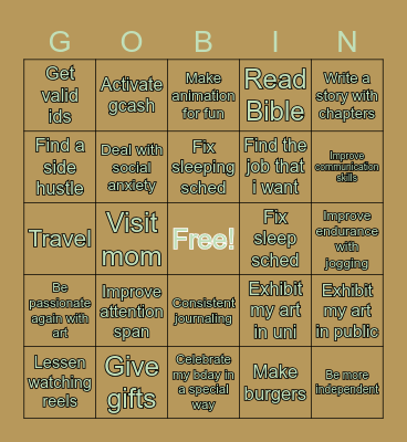 2026 aki goal Bingo Card