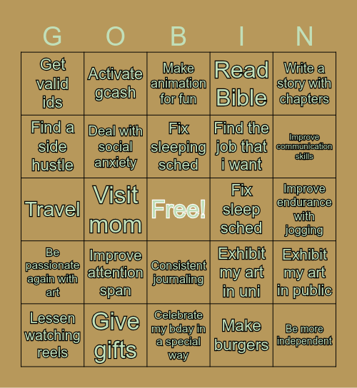 2026 aki goal Bingo Card