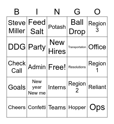 Happy New Year! Bingo Card