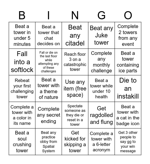 EToH Bingo for streams Bingo Card